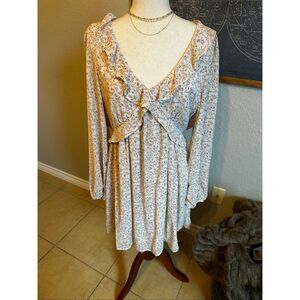 NWT American Eagle Floral Ruffle Long Sleeve Mini Dress Size XL